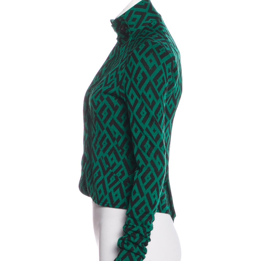 Diane Von Furstenberg Green and Black Geometric wool Jacket GUC - Picture 4 of 5